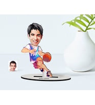BK Gift Kişiye Özel Erkek Basketbolcu Karikatürlü Ahşap Biblo Model-2 (Beyaz)