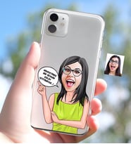BK Gift Kişiye Özel Bayan Kolay Yetişmiyor Karikatürlü iPhone 11 İnce Şeffaf Silikon Telefon Kapağı-5 (Beyaz)
