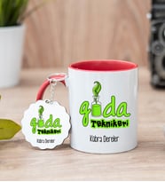 Gıda Teknikeri Kırmızı Kupa Bardak Ve Anahtarlık Set