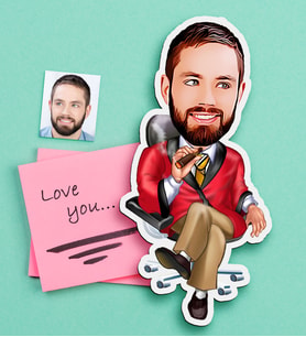 BK Gift Kişiye Özel Bay Patron Karikatürlü Ahşap Magnet-2 (Çok Renkli)