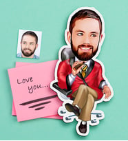BK Gift Kişiye Özel Bay Patron Karikatürlü Ahşap Magnet-2 (Çok Renkli)