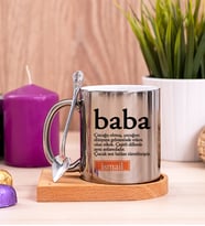 Baba Kelime Anlamı Ahşap Altlıklı Silver Kupa Bardak
