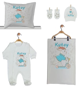 Pia Baby GL 1926-02 İsme Özel Beşli Tulum Set