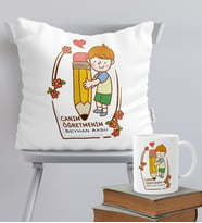BK Gift Kişiye Özel Canım Öğretmenim Temalı Yastık Kupa Seti - 1