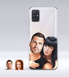 BK Gift Kişiye Özel Sevgililer Karikatürlü Samsung Galaxy A51 İnce Şeffaf Silikon Telefon Kapağı-37 (Beyaz)