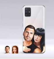 BK Gift Kişiye Özel Sevgililer Karikatürlü Samsung Galaxy A51 İnce Şeffaf Silikon Telefon Kapağı-37 (Beyaz)