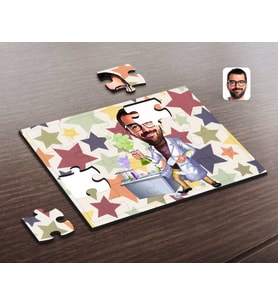 BK Gift Kişiye Özel Erkek Kimya Öğretmeni Karikatürlü Ahşap Puzzle-2