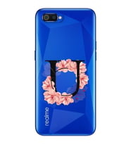 Pembe Çiçekli Harf Tasarım Süper Şeffaf Silikon Telefon Kılıfı Oppo Realmi C2 U-