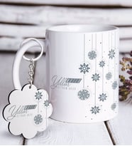 BK Gift Kişiye Özel Yılbaşı Mutlu Yıllar Beyaz Kupa ve Anahtarlık Hediye Seti-10 (Model 1)