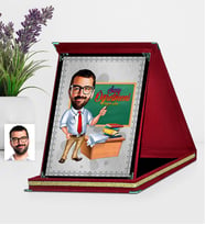 BK Gift Kişiye Özel Bay Öğretmen Karikatürlü Kırmızı Plaket  1