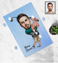 Kişiye Özel Golfçü Karikatürlü A3 240 Parça Puzzle Bay-1
