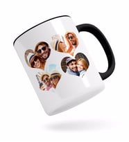 BK Gift Kişiye Özel Kalpli 4 Fotoğraflı Siyah Kupa Bardak-2