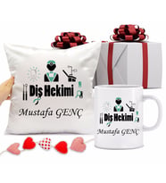 Diş Hekimi Bardağı ve Yastığı Hediye Seti (Model 1)