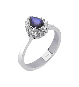 Sirius Pırlanta ve Damla Safir Taşlı Anturaj Yüzük 0704R0324