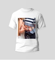 Fotoğraf Baskılı Bisiklet Yaka T-Shirt