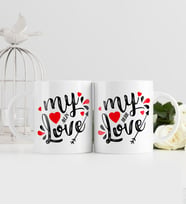 BK Gift Kişiye Özel İkili Sevgililer Günü Temalı Beyaz Kupa Bardak - 81