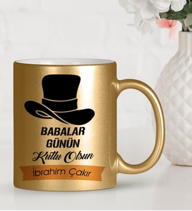 BK Gift Kişiye Özel Babalar Günü Temalı Altın Yaldızlı Kupa Bardak 24412