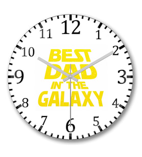 Best Dad İn The Galaxy Duvar Saati Bombeli Gercek Cam