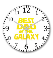 Best Dad İn The Galaxy Duvar Saati Bombeli Gercek Cam
