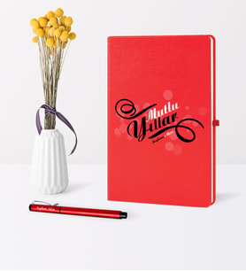 BK Gift Kişiye Özel Yılbaşı Mutlu Yıllar Temalı Kırmızı Defter Kalem Seti - 6