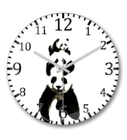 Panda Duvar  Saati Bombeli Gercek Cam