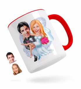 BK Gift Kişiye Özel Evleniyoruz Karikatürlü Kırmızı Kupa Bardak-9