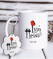 BK Gift Kişiye Özel Evin Reisi Beyaz Kupa ve Anahtarlık Hediye Seti-2 (Model 1)