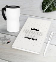 BK Gift Kişiye Özel Kahraman Baba Beyaz Defter Kalem Termos Mug Seti-3 (Model 1)