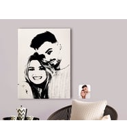 BK Gift Kişiye Özel Sevgililer Silüet Kanvas Tablo 70x100cm-1B