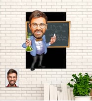 Kişiye Özel Hediye Kimyager  Karikatürlü Uv Baskılı Ahşap Tablo