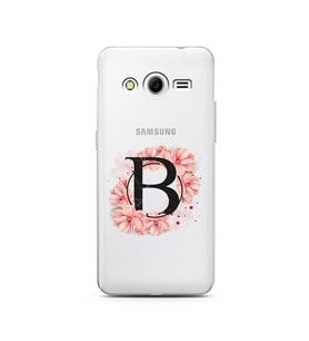 Pembe Çiçekli Harf Tasarım Süper Şeffaf Silikon Telefon Kılıfı Samsung Core 2 B-