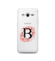 Pembe Çiçekli Harf Tasarım Süper Şeffaf Silikon Telefon Kılıfı Samsung Core 2 B-