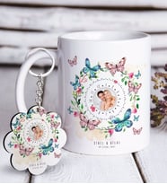 BK Gift Kişiye Özel Fotoğraflı Tarihli Sonsuz Takvim Beyaz Kupa ve Anahtarlık Hediye Seti-3 (Model 1)
