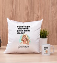 Canım Kendim Kare Yastık ve Beyaz Kupa Bardak