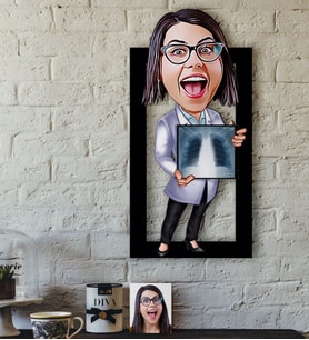 BK Gift Kişiye Özel Bayan Radyolojist Karikatürlü 3D Ahşap Tablo-1
