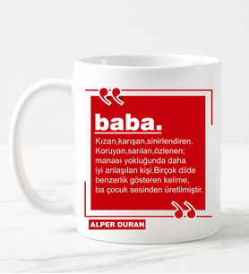 Baba Yazılı İsimli Kupa Bardak Beyaz