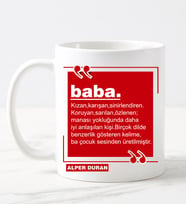Baba Yazılı İsimli Kupa Bardak Beyaz