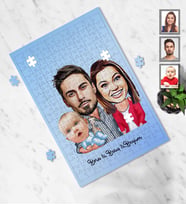 Kişiye Özel Aile Karikatürlü A4 99 Parça Puzzle  Mod-1