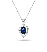 Gümüş Safir Taşlı Kalbimin Yarısı Kadın Kolye (Mavi)