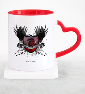 BK Gift Kişiye Özel Mesleki Hava Kuvvetleri Kırmızı Kalpli Kupa Bardak
