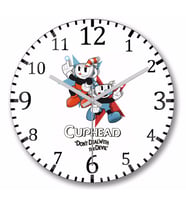 Cuphead  and Mugman Duvar Saati Bombeli Gercek Cam