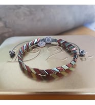 Vaoov 925 Ayar Gümüş Hematit Taşlı Erkek Bileklik