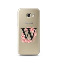 Pembe Çiçekli Harf Tasarım Süper Şeffaf Silikon Telefon Kılıfı Samsung A5 (2017)