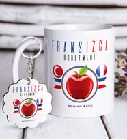 BK Gift Kişiye Özel Fransızca Öğretmeni Beyaz Kupa ve Anahtarlık Hediye Seti-3 (Model 1)