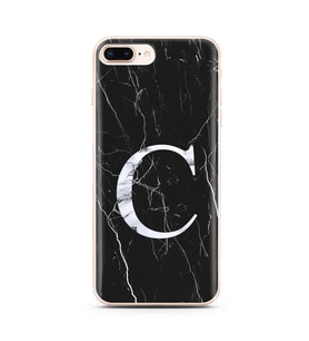 Iphone 7 Plus Siyah Mermer Harf Tasarımlı Telefon Kılıfı C-Harfi 