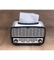 Ahşap Nostaji Radyo Peçetelik (Siyah - Beyaz)