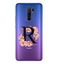 Pembe Çiçekli Harf Tasarım Süper Şeffaf Silikon Telefon Kılıfı Xiomai Redmi 9 R-