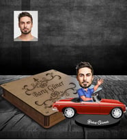 Kişiye Özel Sürücü Karikatürlü Ahşap Biblo Kutulu Bay-1