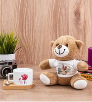Sevgililere Özel Balon Tasarım Fincan ve Peluş Ayıcık