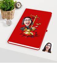 BK Gift Kişiye Özel Bayan Avukat Karikatürlü Kırmızı Defter - 4